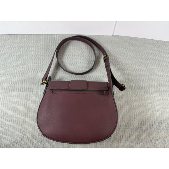 Burgundy Mauve Brass HW Vegan Hobo Crossbody Purse 10x9x3 DisneyBound Bag - Picture 6 of 11